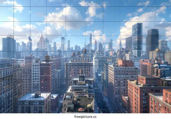 Cityscape Aerial View of New York Buildings