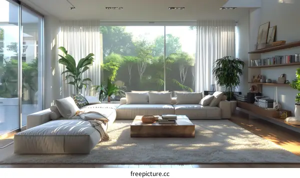 Modern living room with a view of the garden