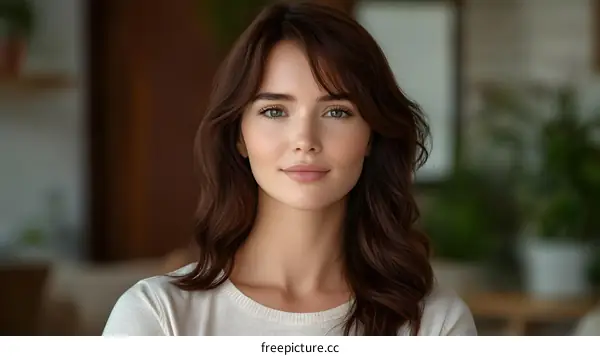 Closeup Portrait of a Woman with Natural Beauty