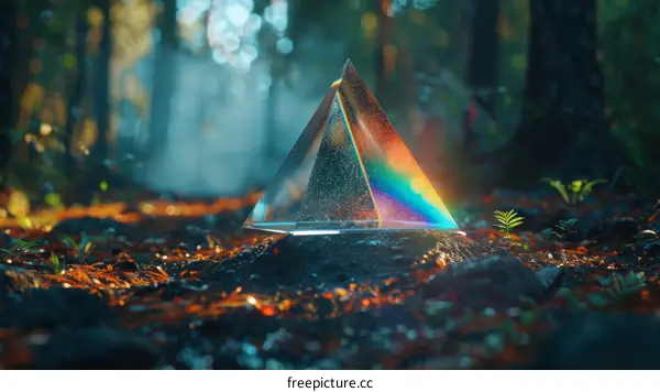 Mystical Glass Pyramid in the Forest