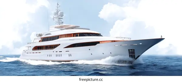 Luxury White Yacht on Open Water