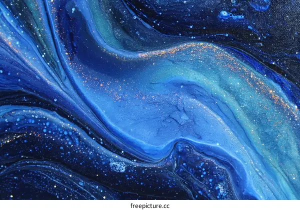 Abstract Blue and Gold Fluid Art Painting