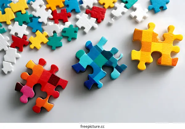 Colorful Puzzle Pieces Illustrating Connection and Unity