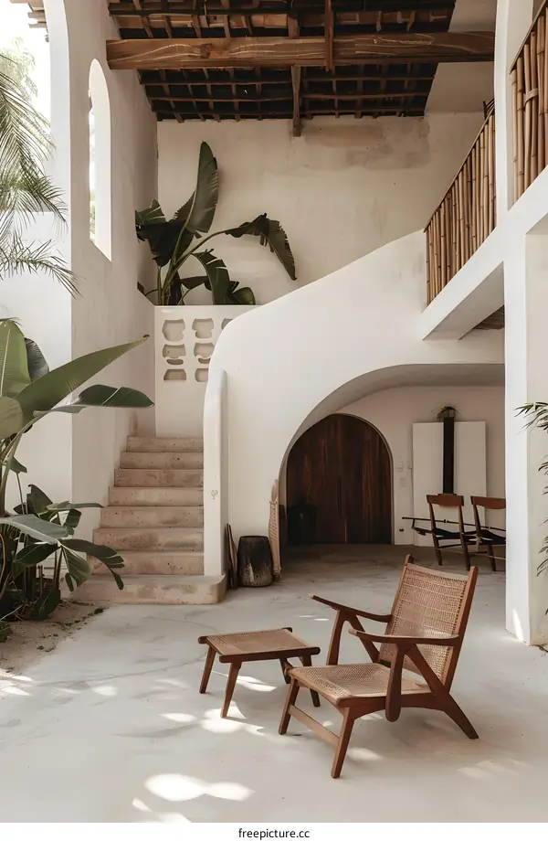 Minimalist Interior Design with White Walls and Wooden Accents