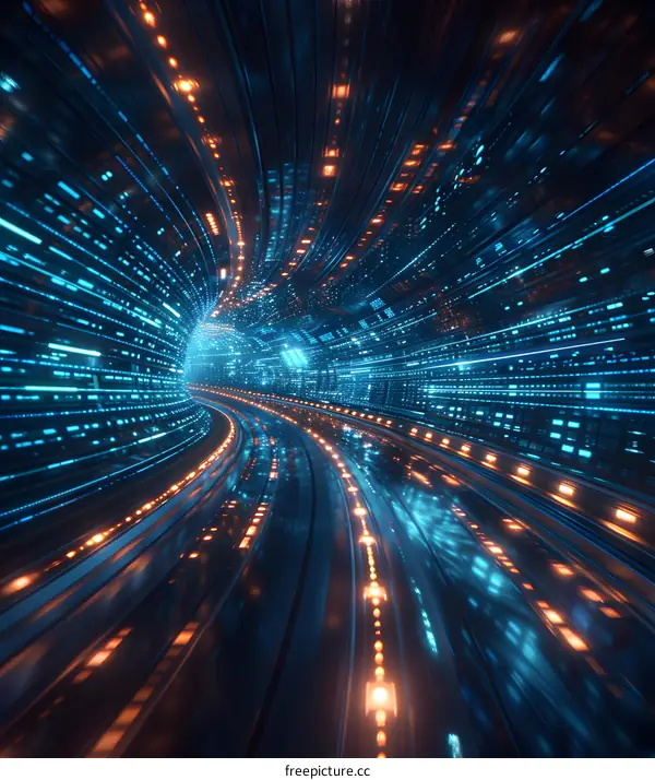 Digital data tunnel speed background