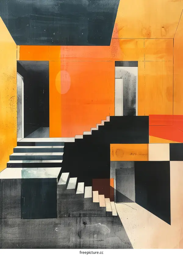 Abstract Painting: Geometric Shapes in Perspective