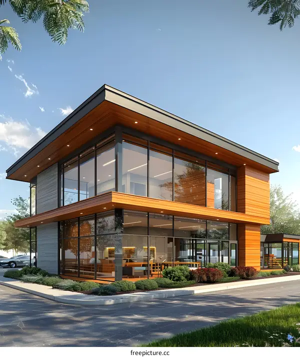 Modern office building with large windows