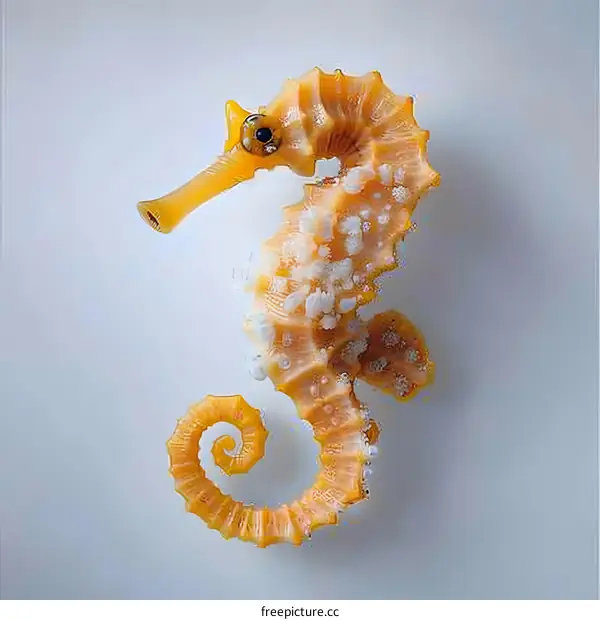 Golden Seahorse on White Background