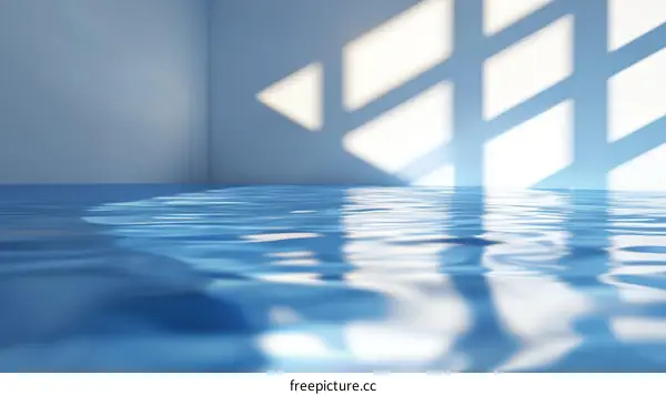 Abstract Blue Water Surface Display Interior Scene