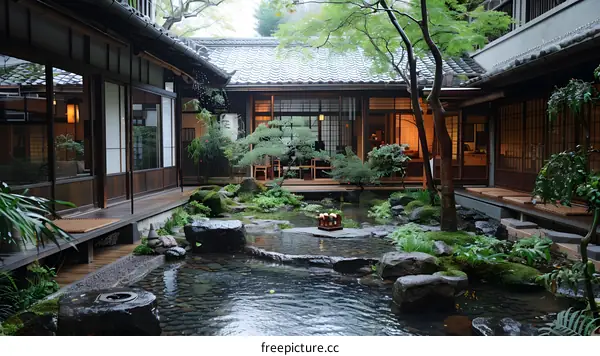 Courtyard of a traditional Japanese house