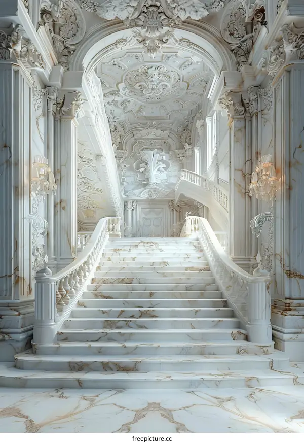 ornate white marble staircase