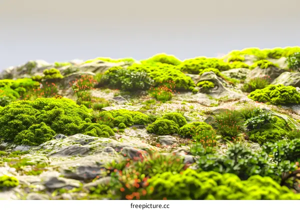Green Moss and Stone Texture Background