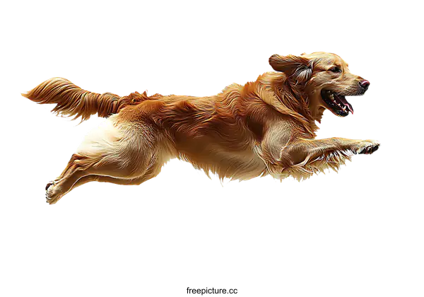 [Transparent Background PNG]Golden Retriever Running Illustration