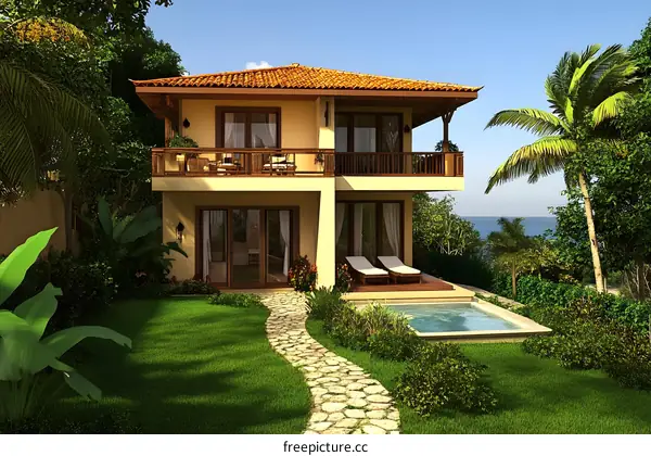 Tropical Villa With Pool And Patio