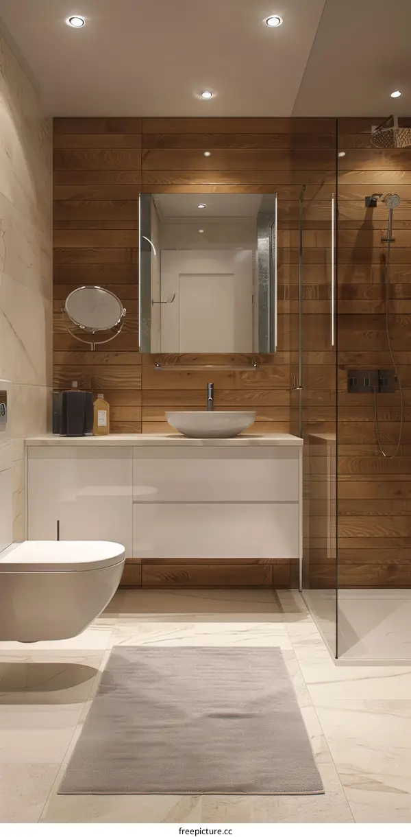 Modern Contemporary Bathroom Design with Wooden Accents
