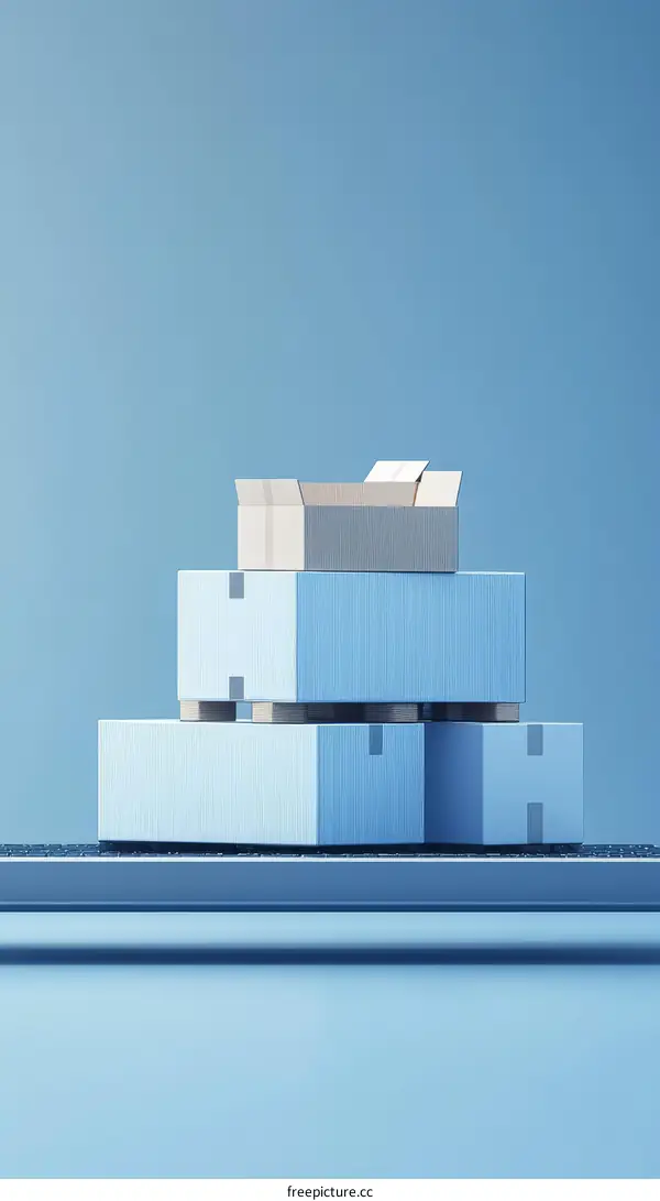 Stacked Cardboard Boxes on a Conveyor Belt