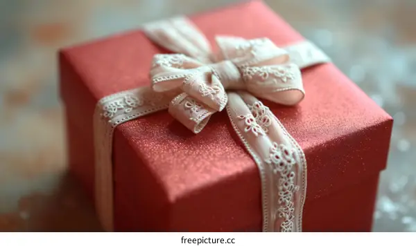 Red Gift Box with Cream Ribbon