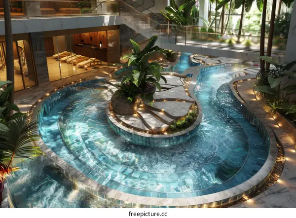 Indoor Tropical Spa Relaxation Area