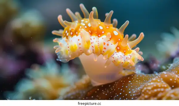 Underwater world of a colorful sea slug