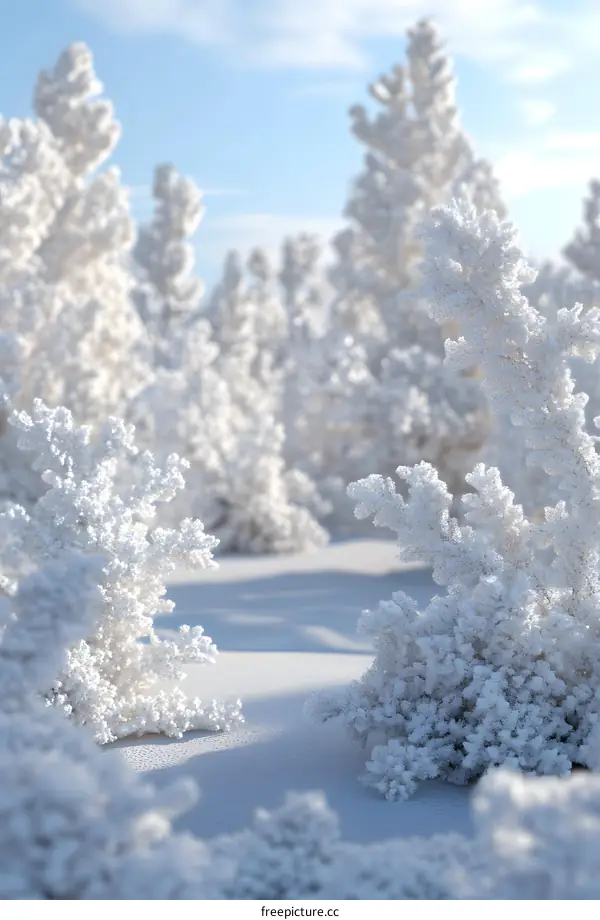 Winter Forest Landscape with Snow Covered Trees