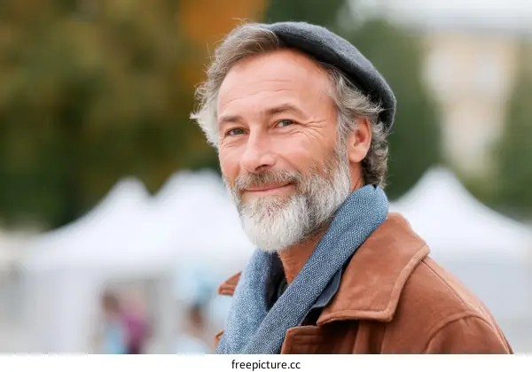Portrait of a Smiling Man in Autumn