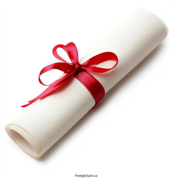 Rolled Up Diploma with Red Ribbon
