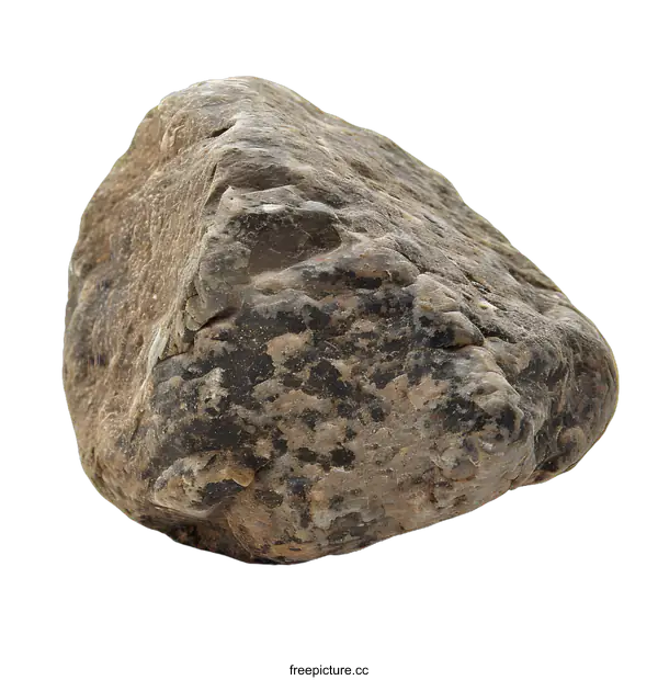 [Transparent Background PNG]Close Up Of A Large Gray Rock With Texture On White Background