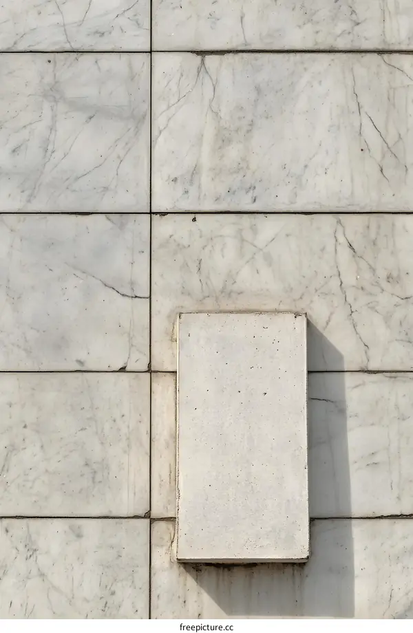 White Marble Wall With a Rectangular Box