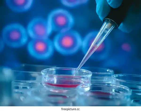 Medical Research with Pipette and Cells