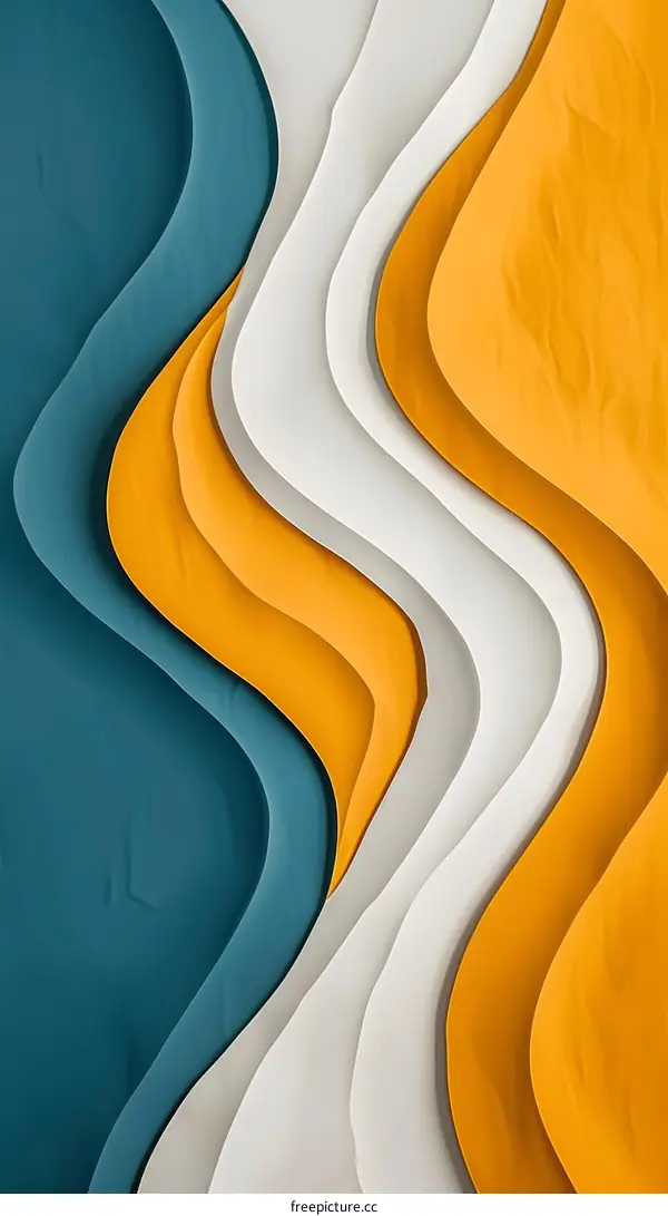 Abstract Wavy Background with Blue, White, and Orange Colors