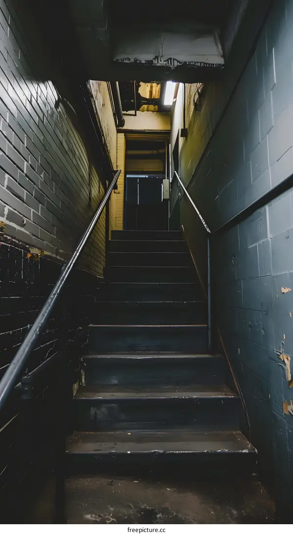Dark Stairway Inside Old Building