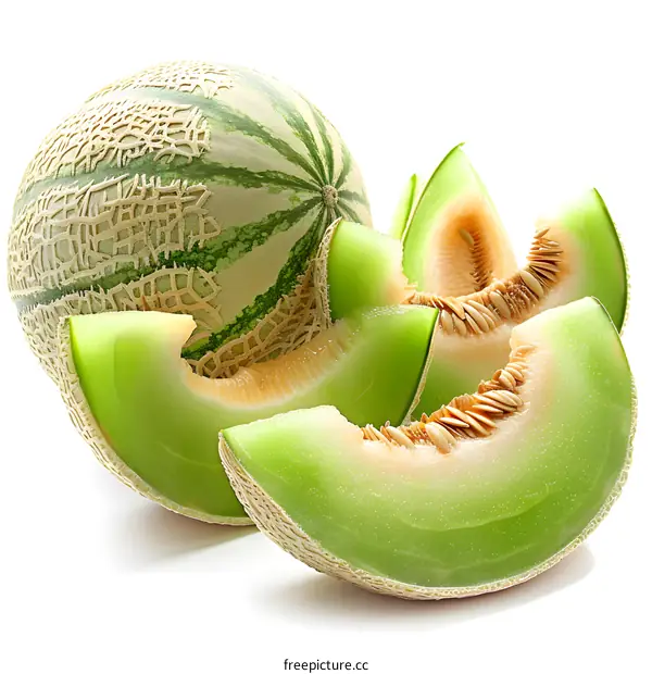 Fresh cantaloupe melon with slices