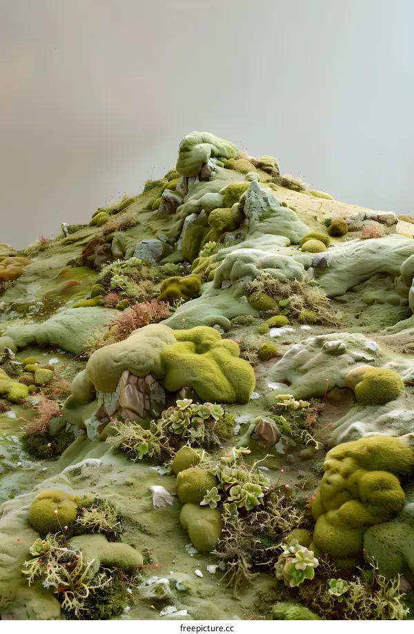 Green Mossy Landscape with Rocks