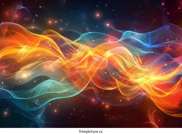 Abstract Colorful Light Trails on Dark Background