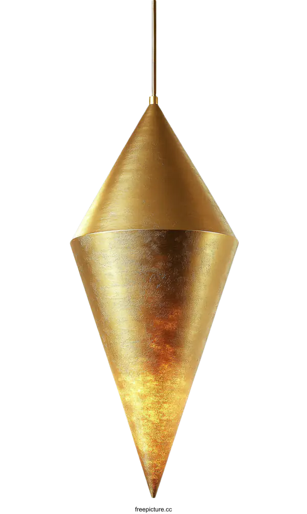 [Transparent Background PNG]Modern Gold Cone Pendant Light Fixture