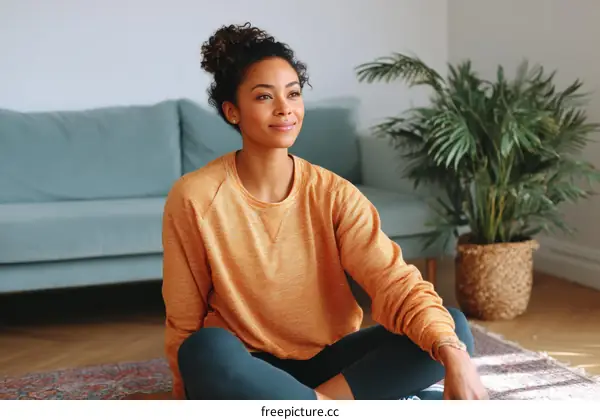 Woman Relaxing in a Home Interior