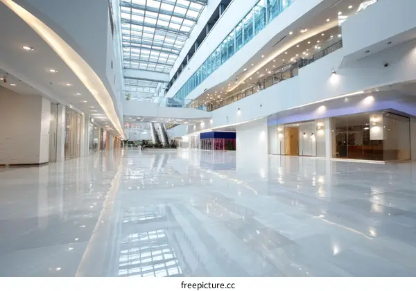 Modern Shopping Mall Interior with Bright Lighting