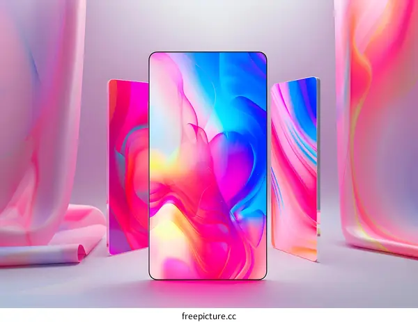 Abstract Phone Mockup Design with Colorful Abstract Background