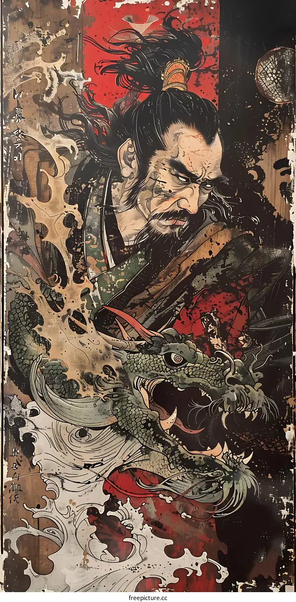 Japanese Warrior with Dragon
