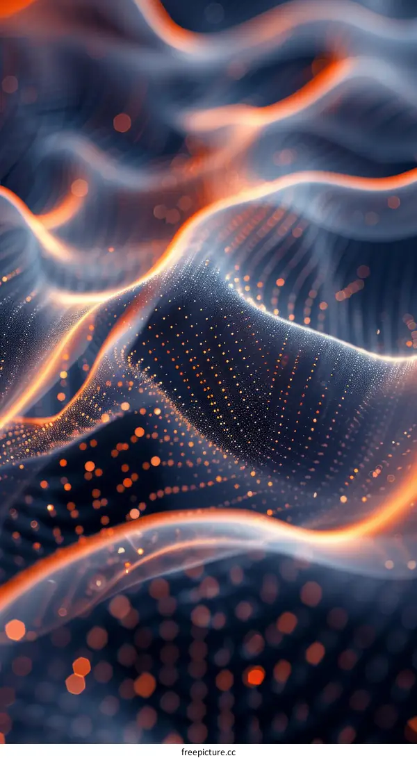 Orange and Blue Abstract Wavy Digital Art