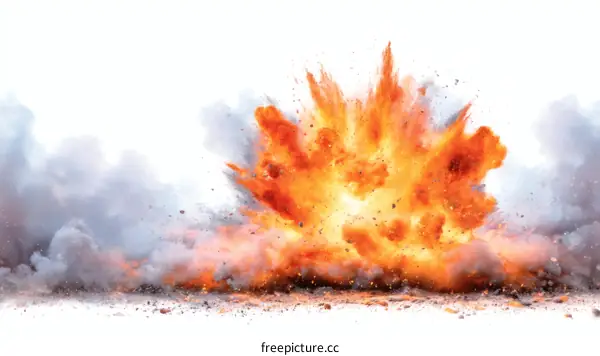 Explosive Explosion Isolated on White Background