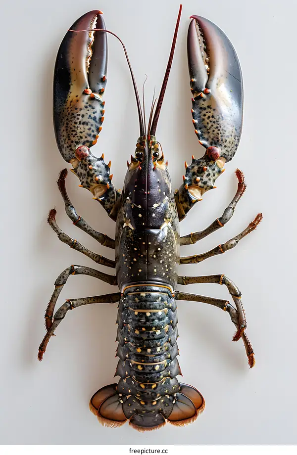 A large lobster on a white background