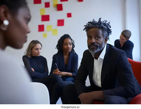 Business Meeting in Modern Office Setting with Diverse Group of Professionals