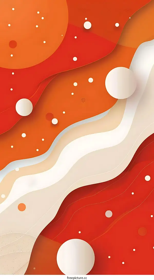 Abstract Orange and White Background with Paper Cutout Style