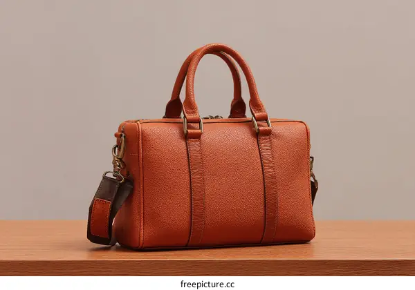 Stylish Orange Leather Business Bag