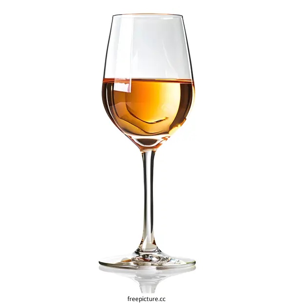 Glass of white wine on a white background