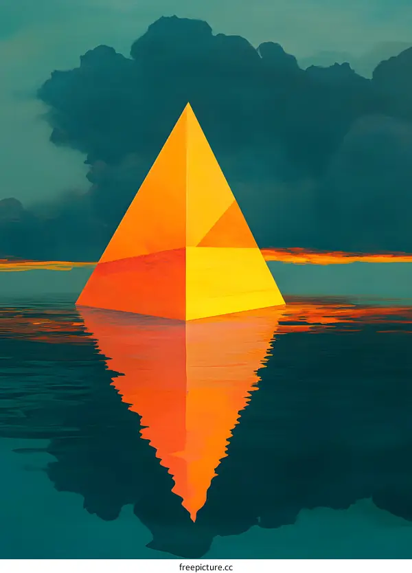 Yellow Pyramid Reflecting in Water