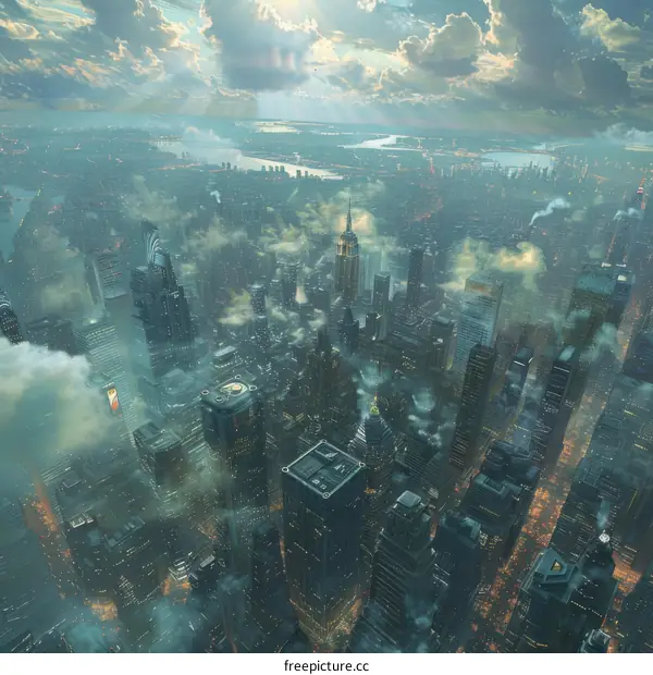 Futuristic Aerial View of a Cityscape