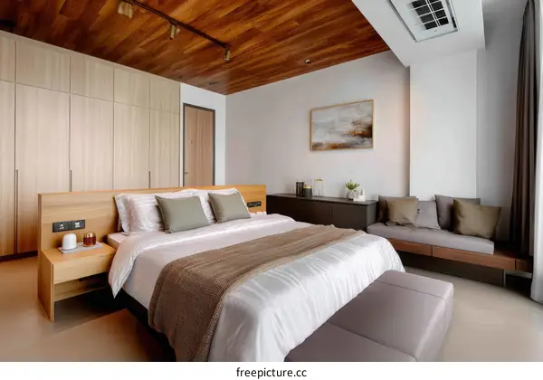Modern Bedroom Interior Design with Wooden Accents