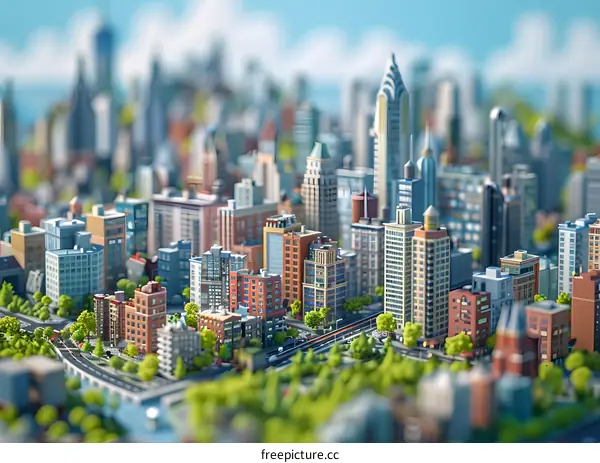 Isometric Small City Illustration